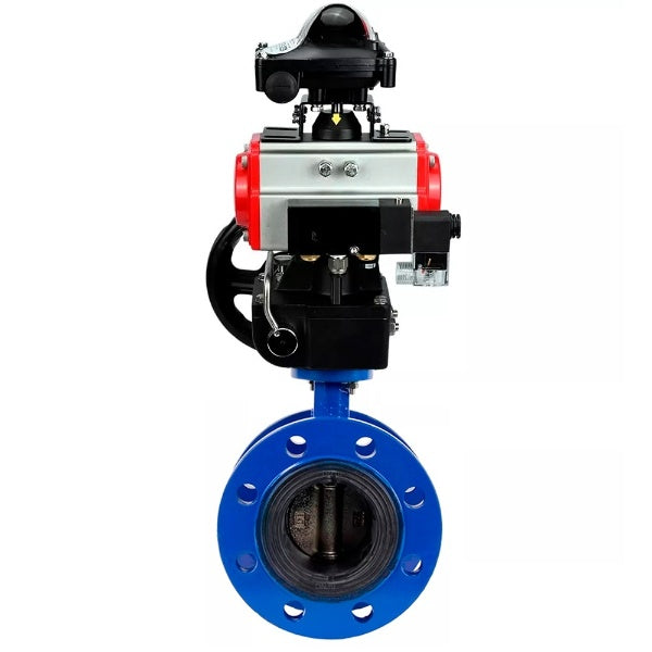 Wasser-Schmetterlingsventil Elephant WBV1331E-2W-F-H, Gehäusematerial - Gusseisen GGG40/EN-GJS-400-15, Scheibenmaterial - Edelstahl AISI 304, Dichtung - EPDM, pneumatischer Antrieb PA-DA Doppelwirkung, 4M310-08 24V, LSU APL-210N, Handrad MON