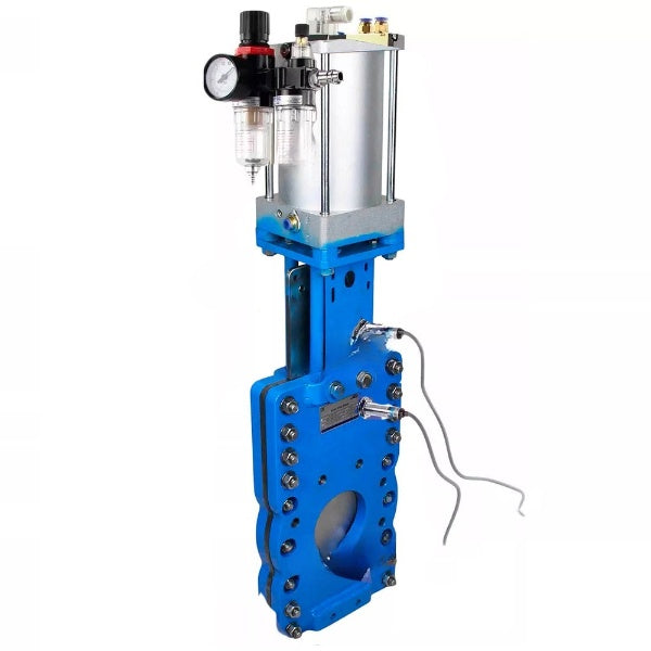 Absperrschieber Elephant GVKRT3431N-2W-Fb-2P mit Flanschverbindung, Gehäuse - Kohlenstoffstahl WCB, Schieber - Edelstahl 304, Dichtung - NBR, mit pneumatischem Ventil 4V210-08 220V, induktiven Sensoren LJ12A3-4-J/EZ und ATU AFC2000