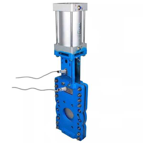 Absperrschieber Elephant GVKRT3431N-2W-Fb-2P mit Flanschverbindung, Gehäuse - Kohlenstoffstahl WCB, Schieber - Edelstahl 304, Dichtung - NBR, mit pneumatischem Antrieb und Induktionssensoren LJ12A3-4-J/EZ 220V