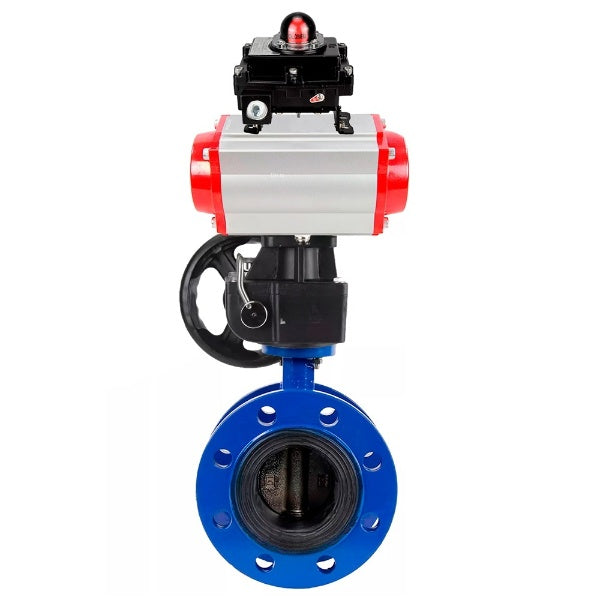 Wasser-Schmetterlingsventil Elephant WBV1331E-2W-F-H, Gehäusematerial - Gusseisen GGG40/EN-GJS-400-15, Scheibenmaterial - Edelstahl AISI 304, Dichtung - EPDM, pneumatischer Antrieb PA-DA Doppelwirkung, LSU APL-410N EX, Handrad MON