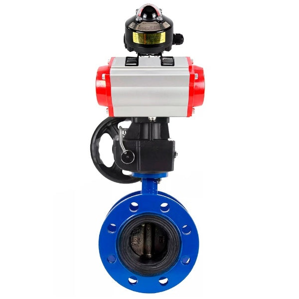 Wasser-Schmetterlingsventil Elephant WBV1331E-2W-F-H, Gehäusematerial - Gusseisen GGG40/EN-GJS-400-15, Scheibenmaterial - Edelstahl AISI 304, Dichtung - EPDM, pneumatischer Antrieb PA-DA Doppelwirkung, LSU APL-510N EX, Handrad MON