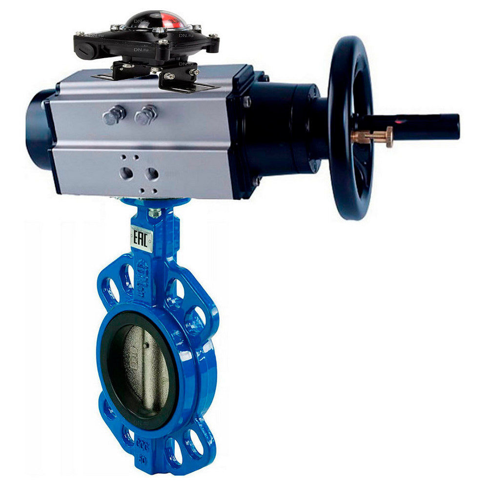 Wasser-Schmetterlingsventil Elephant WBV1631E-2W-Fb-H, Gehäusematerial - Gusseisen QT450, Scheibenmaterial - Edelstahl AISI 304, Dichtung - EPDM, pneumatischer Antrieb PA-DA-105-1 Doppelwirkung, LSU APL-410N EX