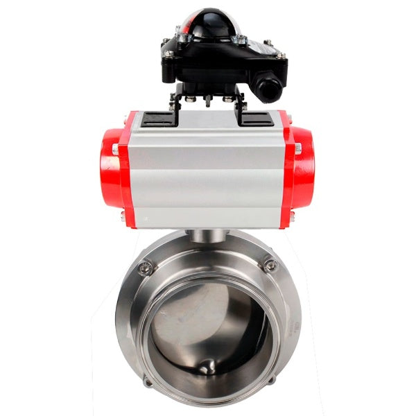 Water Butterfly valves Elephant WBV3131S-2W-C-H, body material - stainless steel AISI 304, seal - Silicon, with pneumatic actuator PA-DA-052 double action, LSU APL-210N