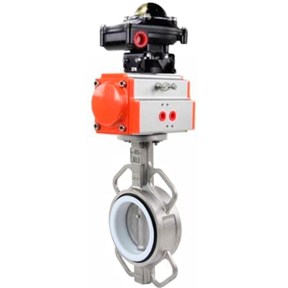 Water Butterfly Valve Elephant WBV3131P-2W-Fb-H, Gehäusematerial - Edelstahl AISI 304, Scheibenmaterial - Edelstahl AISI 304, Dichtung - PTFE, pneumatischer Antrieb PA-SA mit Rückstellfedern, , LSU APL-510N EX
