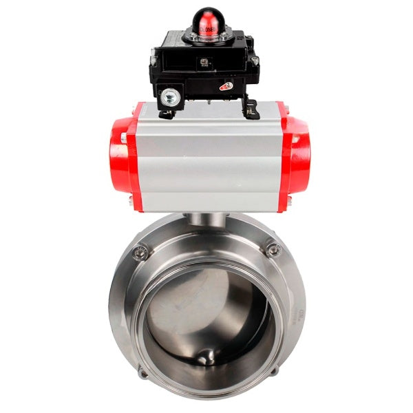 Water Butterfly valves Elephant WBV3131E-2W-C-H, body material - stainless steel AISI 304, seal - EPDM, with pneumatic actuator PA-DA-052 double action, LSU APL-410N EX