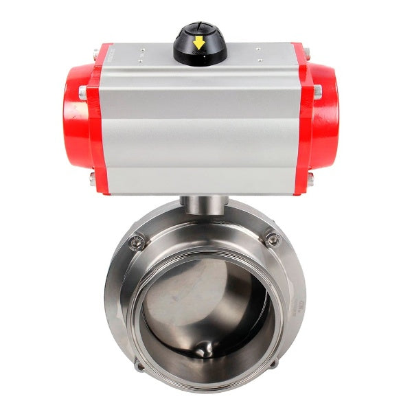 Water Butterfly valves Elephant WBV3131S-2W-C-H, body material - stainless steel AISI 304, seal - Silicon, with pneumatic actuator PA-DA-052 double action