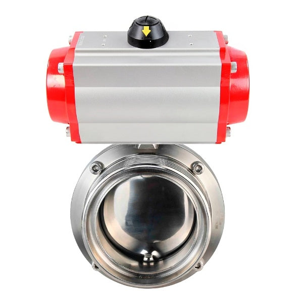 Water Butterfly valves Elephant WBV3131S-2W-T-H, body material - stainless steel AISI 304, seal - Silicon, with pneumatic actuator PA-DA-052 double action