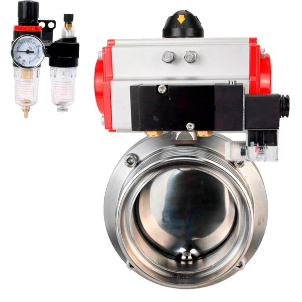 Water Butterfly valves Elephant WBV3131S-2W-T-H, body material - stainless steel AISI 304, seal - Silicon, with pneumatic actuator PA-SA, pneumatic distributor 4M310-08 NAMUR 220V, ATU AFC2000