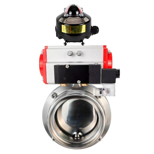 Water Butterfly valves Elephant WBV3131S-2W-T-H, body material - stainless steel AISI 304, seal - Silicon, with pneumatic actuator PA-DA-052 double action, 4M310-08 NAMUR 220V, LSU APL-510N EX