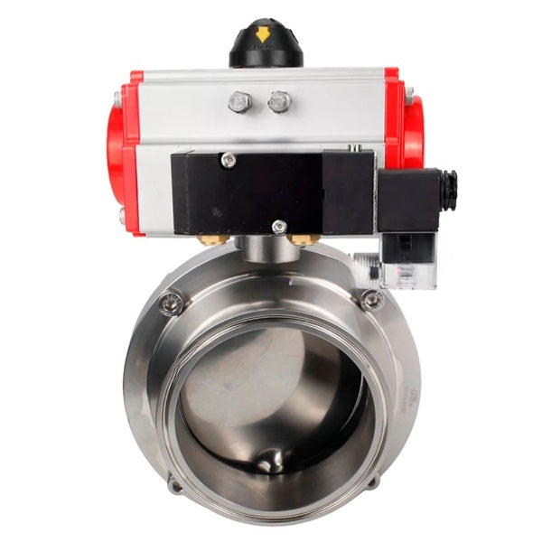 Water Butterfly valves Elephant WBV3131S-2W-C-H, body material - stainless steel AISI 304, seal - Silicon, with pneumatic actuator PA-DA-052 double action, 4M310-08 NAMUR 24V
