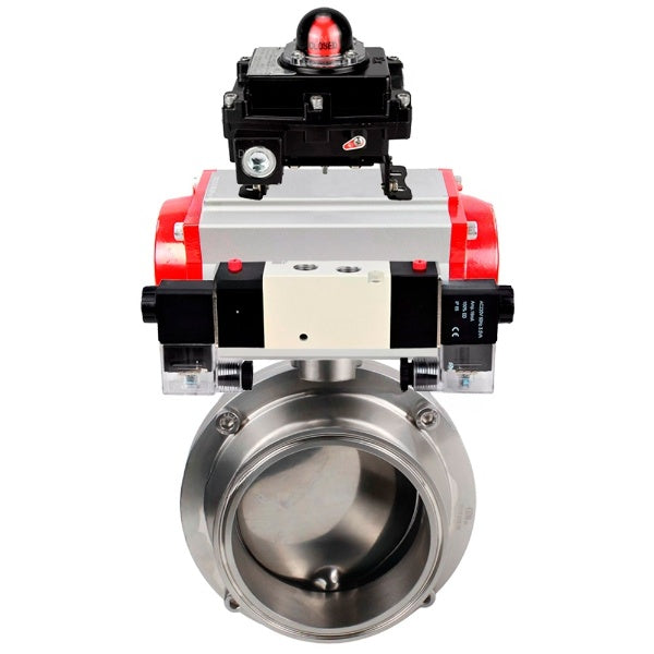 Water Butterfly valves Elephant WBV3131S-2W-C-H, body material - stainless steel AISI 304, seal - Silicon, with pneumatic actuator PA-SA, pneumatic distributor 4V320-10 220V, LSU APL-410N EX