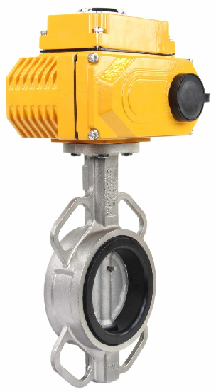 Wasser-Drosselklappe Elephant 316L-316L-NBR Gehäusematerial - Edelstahl aisi 316l, Scheibenmaterial - Edelstahl aisi 316l, Dichtung - NBR mit elektrischem Stellantrieb Elephant 220V, Rückführsensor und Eingangssteuersignal 4-20mA