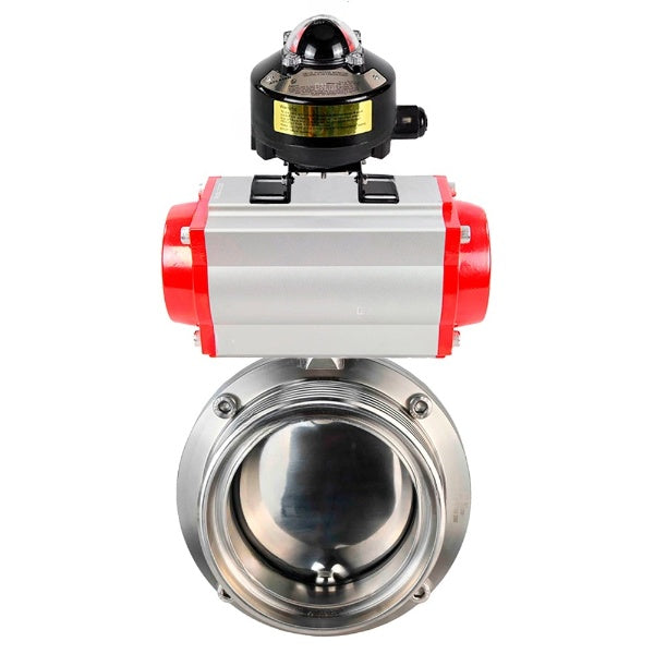 Water Butterfly valves Elephant WBV3131S-2W-T-H, body material - stainless steel AISI 304, seal - Silicon, with pneumatic actuator PA-DA-052 double action, LSU APL-510N EX