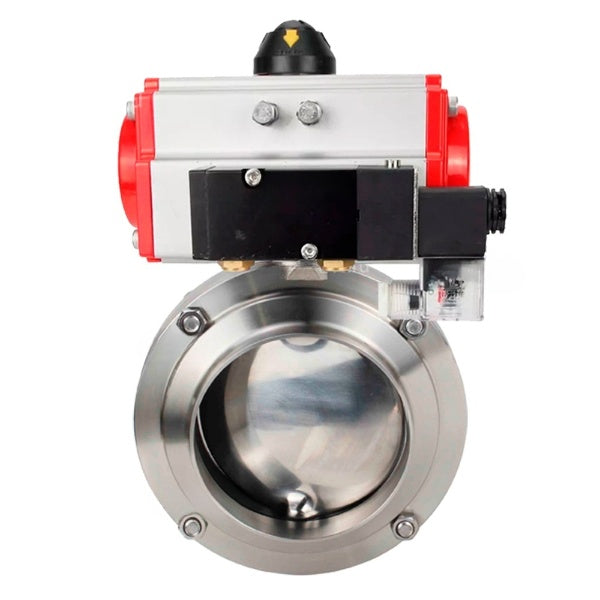 Water Butterfly valves Elephant WBV3131S-2W-W-H, body material - stainless steel AISI 304, seal - Silicon, with pneumatic actuator PA-DA-052 double action, 4M310-08 NAMUR 24V