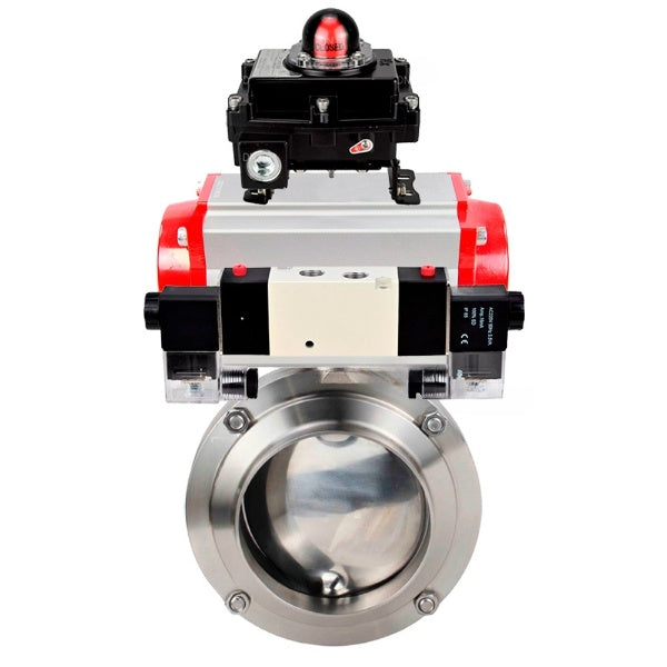 Water Butterfly valves Elephant WBV3131S-2W-W-H, body material - stainless steel AISI 304, seal - Silicon, with pneumatic actuator PA-DA-052 double action, 4V320-10 220V, LSU APL-410N EX