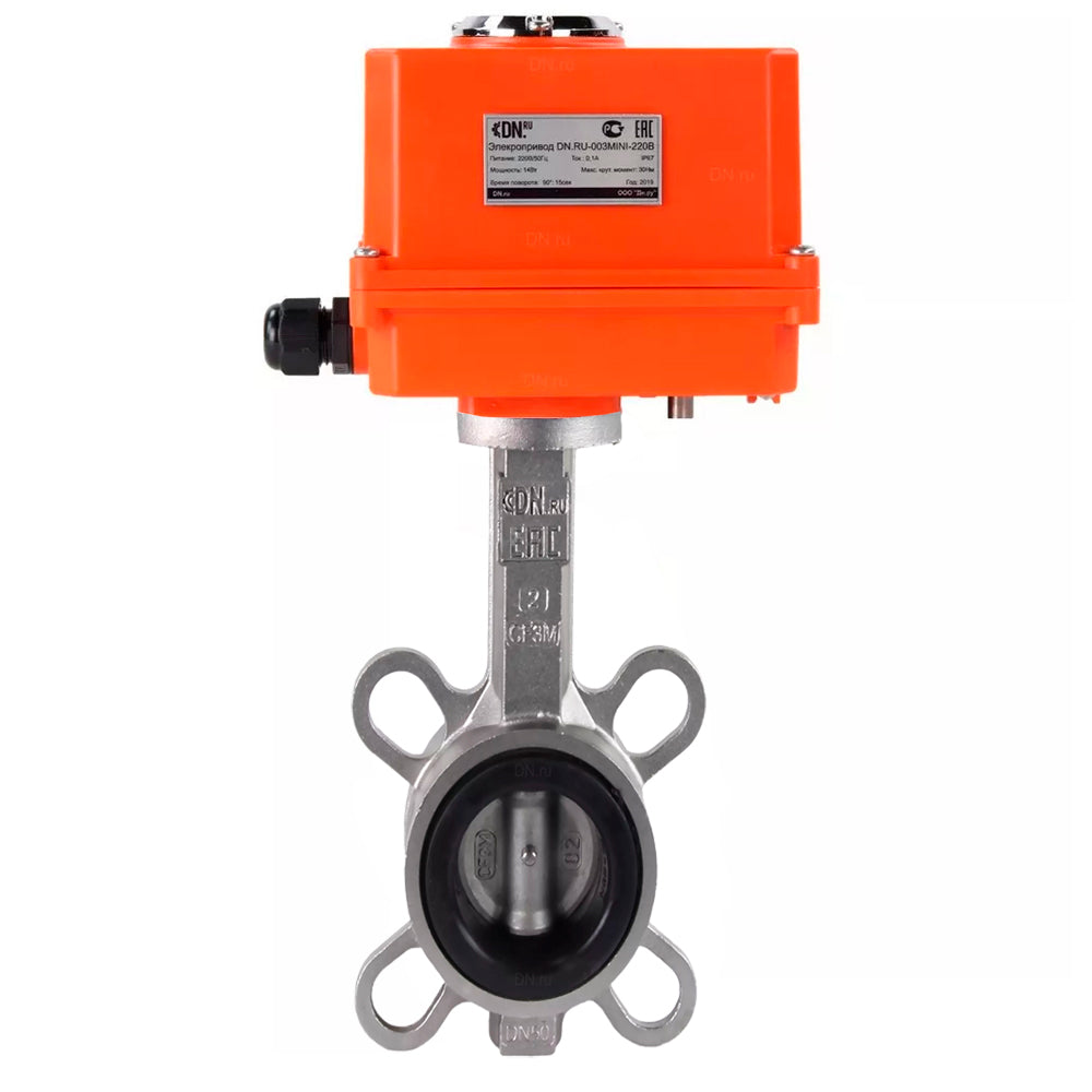Water Butterfly Valve Elephant WBV3131E-2W-Fb-H, Gehäusematerial - Edelstahl AISI 304, Scheibenmaterial - Edelstahl AISI 304, Dichtung - EPDM, elektrischer Antrieb QT-N-xEM-O1 220V