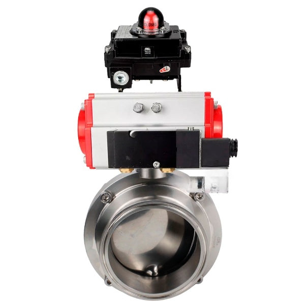 Water Butterfly valves Elephant WBV3131S-2W-C-H, body material - stainless steel AISI 304, seal - Silicon, with pneumatic actuator PA-DA-052 double action, 4M310-08 NAMUR 24V, LSU APL-410N EX