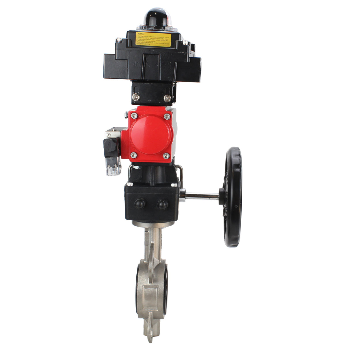 Wasser-Schmetterlingsventil Elephant 316L-316L-VITON Gehäusematerial - Edelstahl AISI 316L, Scheibenmaterial - Edelstahl AISI 316L, Dichtung - Viton mit pneumatischem Antrieb Elephant DA, pneumatischer Verteiler 4M310-08 220V, Endschalterblock APL-410N EX