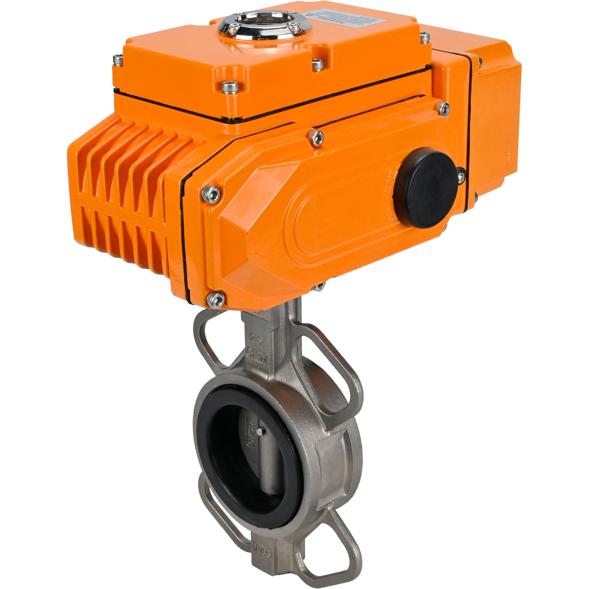 Wasser-Drosselklappe Elephant 316L-316L-NBR Gehäusematerial - Edelstahl aisi 316l, Scheibenmaterial - Edelstahl aisi 316l, Dichtung - NBR mit elektrischem Stellantrieb Elephant 220V, Rückführsensor und Eingangssteuersignal 0-10V