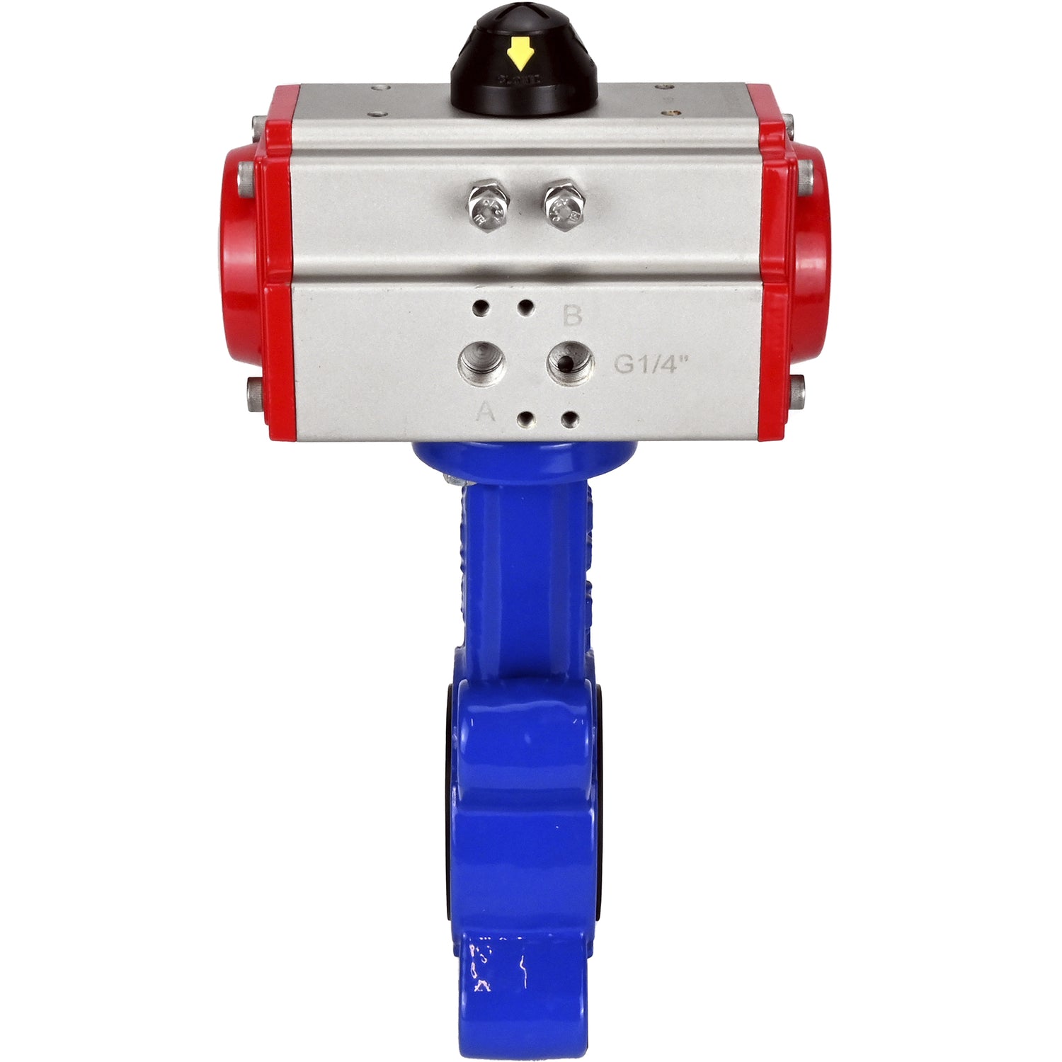 Wasser-Schmetterlingsventil Elephant WBV1616E-2W-Fb-H, Gehäusematerial - Gusseisen QT450, Scheibenmaterial - Gusseisen QT450, Dichtung - EPDM, mit pneumatischem Doppelwirkungsantrieb PA-DA