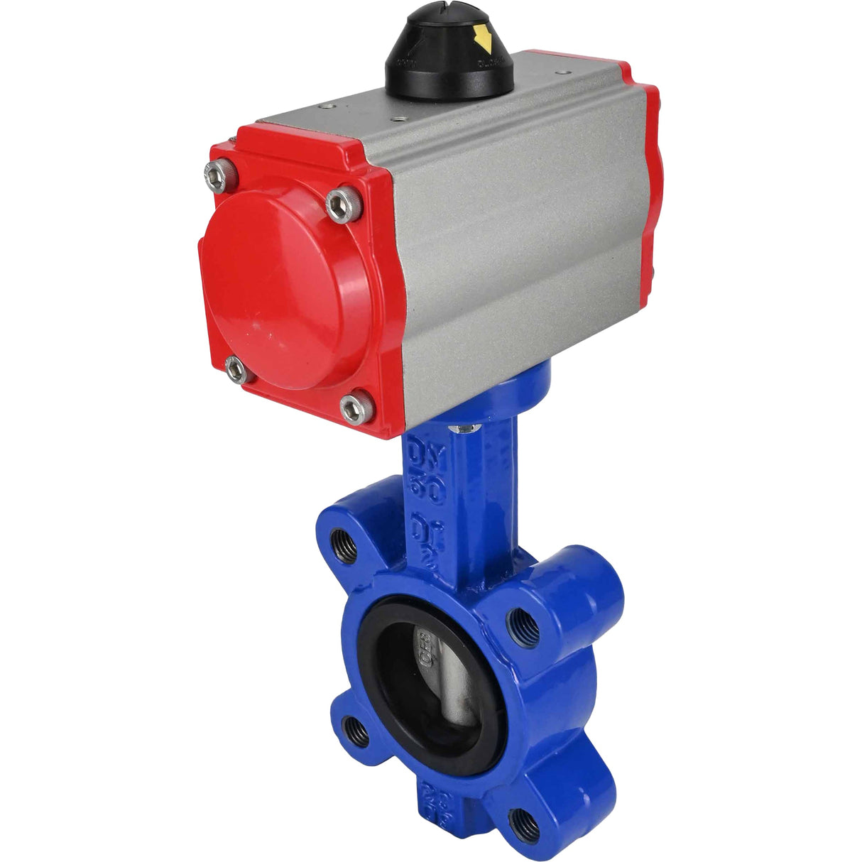 Wasser-Schmetterlingsventil Elephant WBV1631E-2W-Fb-H, Gehäusematerial - Gusseisen QT450, Scheibenmaterial - Edelstahl AISI 304, Dichtung - EPDM, pneumatischer Antrieb PA-SA mit Rückstellfedern