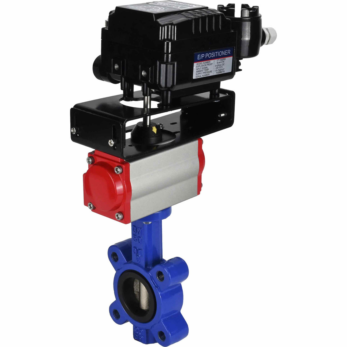 Wasser-Schmetterlingsventil Elephant WBV1631E-2W-Fb-H, Gehäusematerial - Gusseisen QT450, Scheibenmaterial - Edelstahl AISI 304, Dichtung - EPDM, pneumatischer Antrieb PA-SA mit Rückstellfedern, Positionsgeber YT-1000RSN ohne Rückmeldung