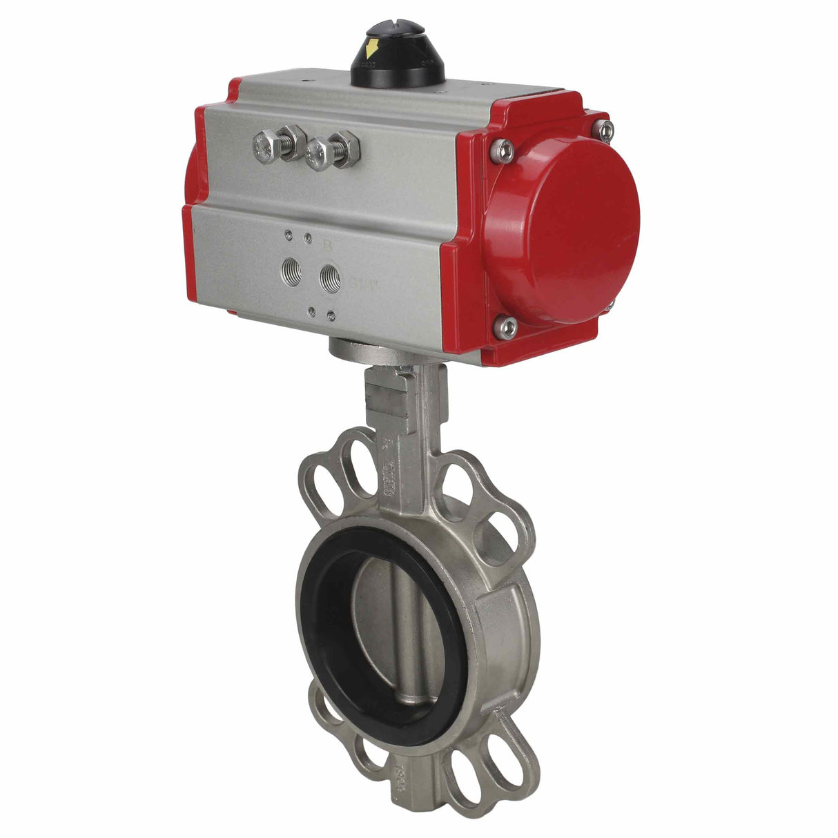 Wasser-Schmetterlingsventil Elephant WBV3131V-2W-Fb-H, Gehäusematerial - Edelstahl AISI 304, Scheibenmaterial - Edelstahl AISI 304, Dichtung - Viton, pneumatischer Antrieb PA-SA mit Rückstellfedern