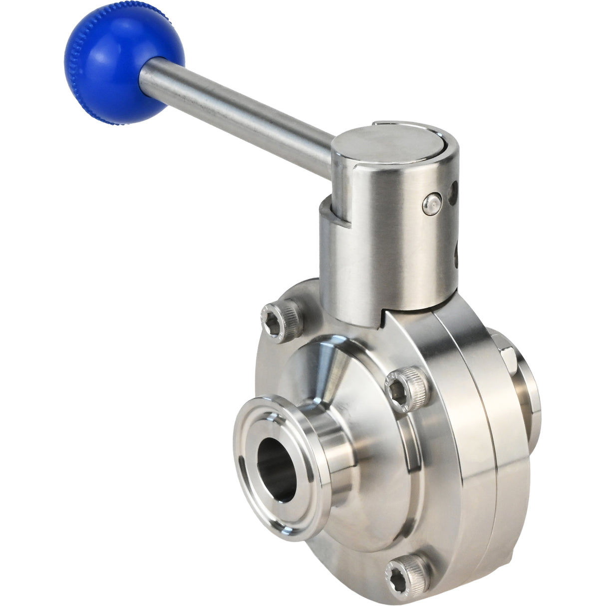 Wasser-Schmetterlingsventil Elephant WBV3131E-2W-C-H, Gehäusematerial - Edelstahl AISI 304, Scheibenmaterial - Edelstahl AISI 304, Dichtung - EPDM, Anschluss - Klemmverbindung, Griff