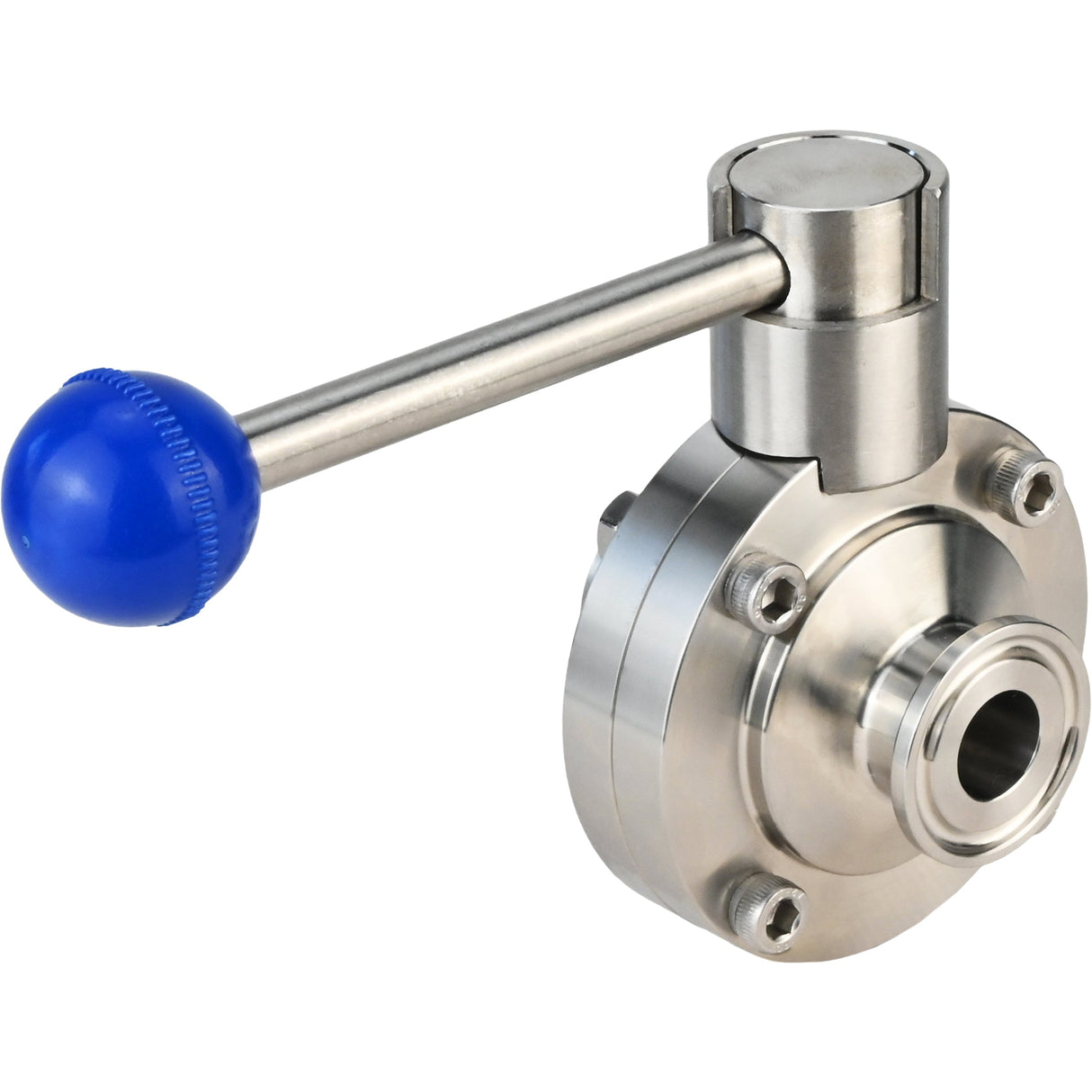 Wasser-Schmetterlingsventil Elephant WBV3131E-2W-C-H, Gehäusematerial - Edelstahl AISI 304, Scheibenmaterial - Edelstahl AISI 304, Dichtung - EPDM, Anschluss - Klemmverbindung, Griff