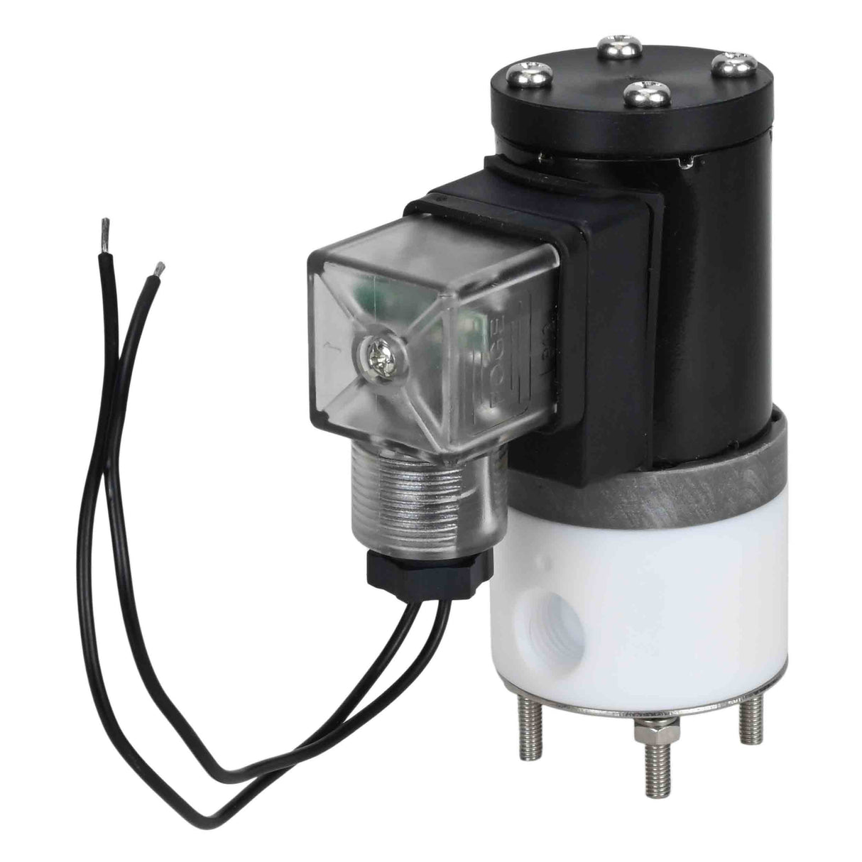 Zweiwege-Elektromagnetventil, normalerweise geschlossen, direkt wirkend, Elephant DHF11-НЗ PTFE VITON G 24V, Gehäusematerial – PTFE, Dichtung – Viton