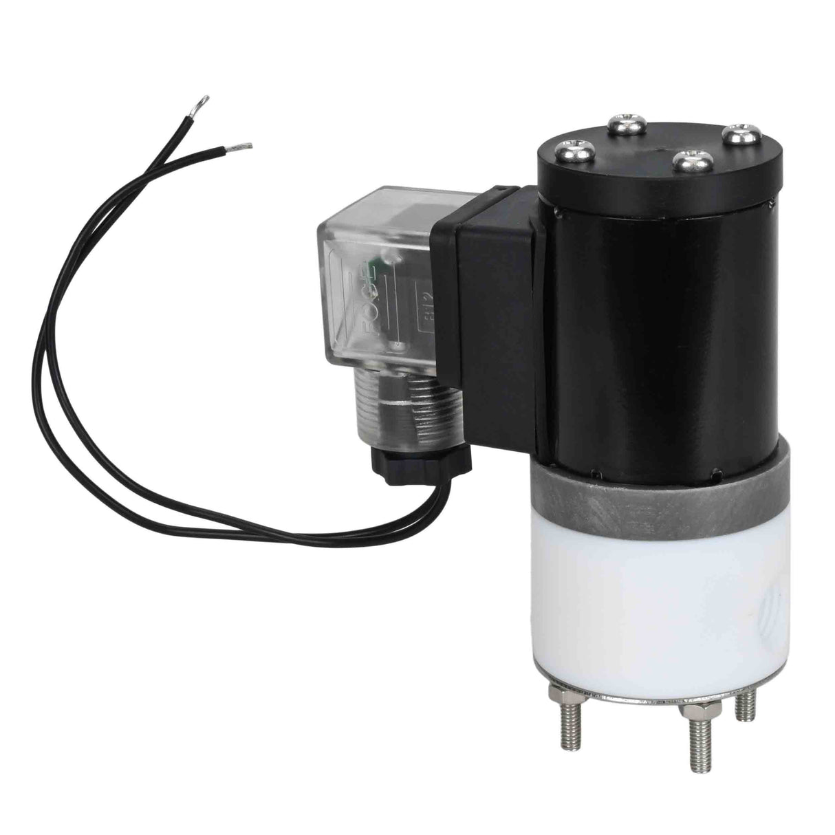 Zweiwege-Elektromagnetventil, normalerweise geschlossen, direkt wirkend, Elephant DHF11-НЗ PTFE VITON G 24V, Gehäusematerial – PTFE, Dichtung – Viton