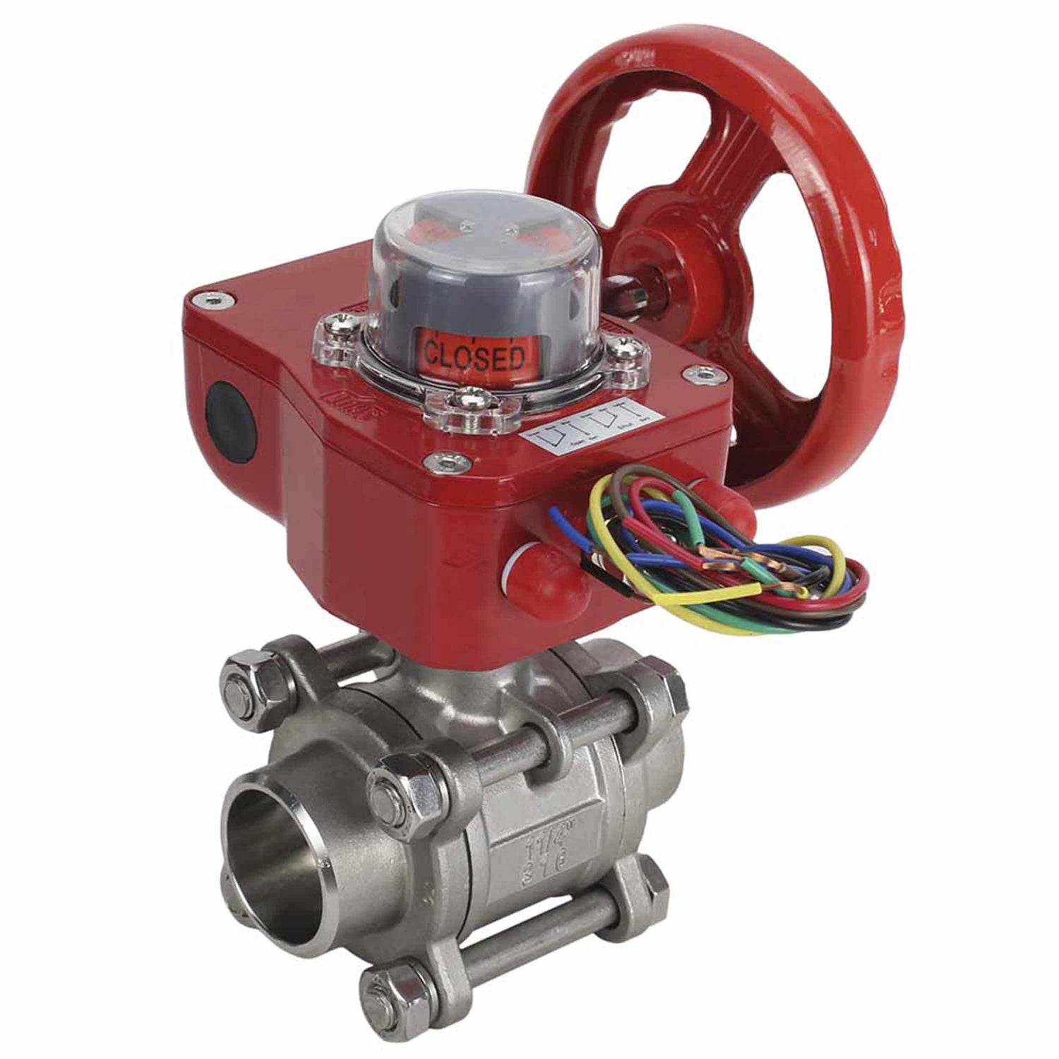 Edelstahl-Kugelhahn Elephant BVPP 316.200-ISO 914 PSI zum Schweißen, voller Durchgang, Gehäusematerial - Edelstahl AISI 316, mit ISO-Flansch und Getriebe Elephant GBBF mit Stellungsanzeige und Rückmeldesensor