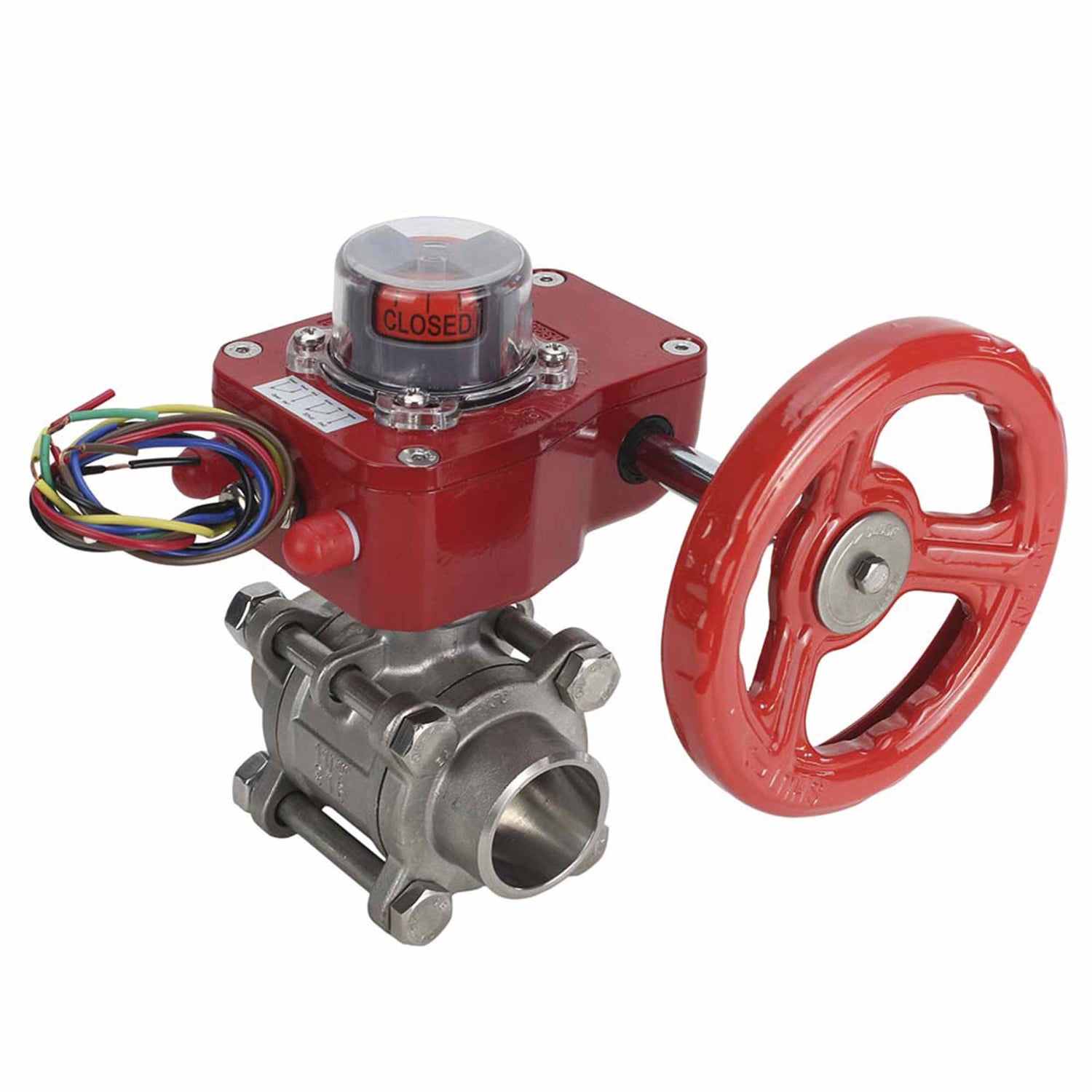 Edelstahl-Kugelhahn Elephant BVPP 316.200-ISO 914 PSI zum Schweißen, voller Durchgang, Gehäusematerial - Edelstahl AISI 316, mit ISO-Flansch und Getriebe Elephant GBBF mit Stellungsanzeige und Rückmeldesensor