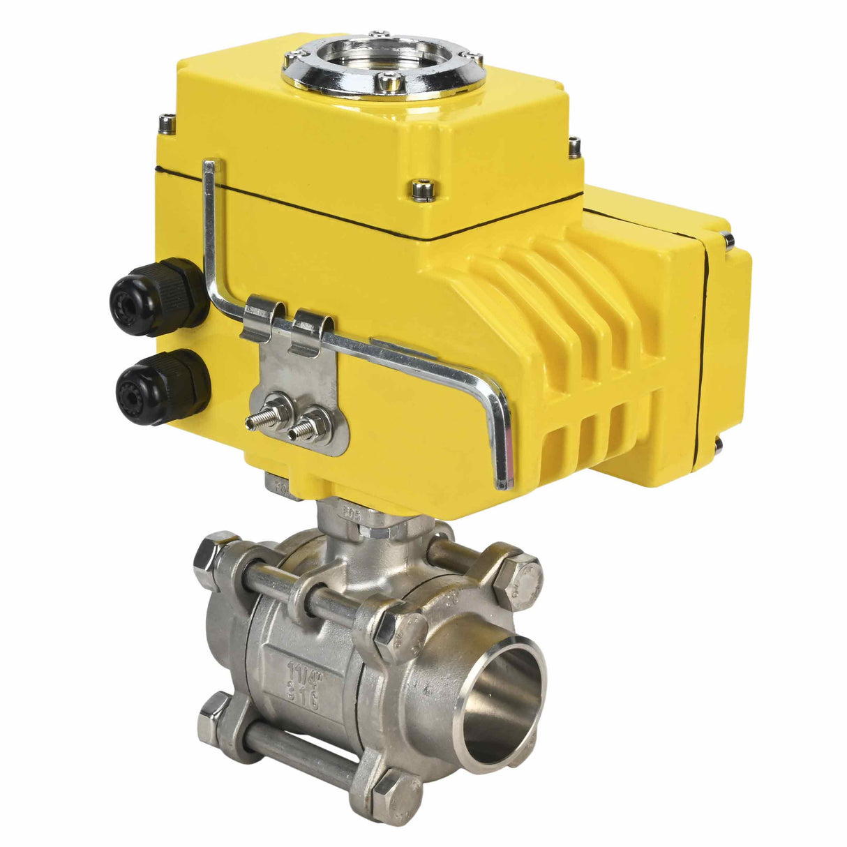 Edelstahl-Kugelhahn Elephant BVPP 316.200-ISO PSI914 SS316 mit vollem Durchgang, zum Schweißen, Gehäusematerial - Edelstahl, elektrischer Schwenkantrieb Elephant-003 220 V