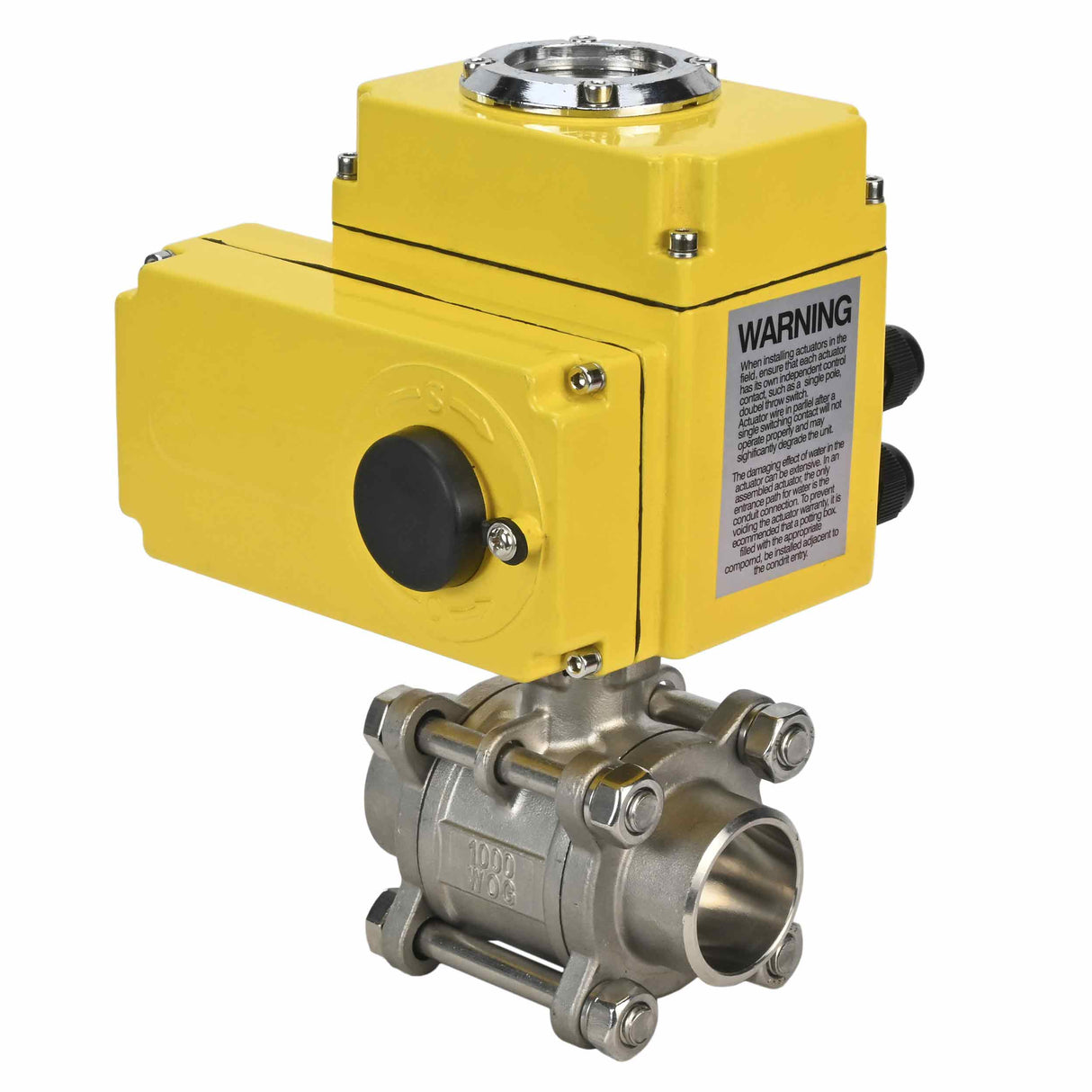 Edelstahl-Kugelhahn Elephant BVPP 316.200-ISO PSI914 SS316 mit vollem Durchgang, zum Schweißen, Gehäusematerial - Edelstahl, elektrischer Schwenkantrieb Elephant-003 24 V