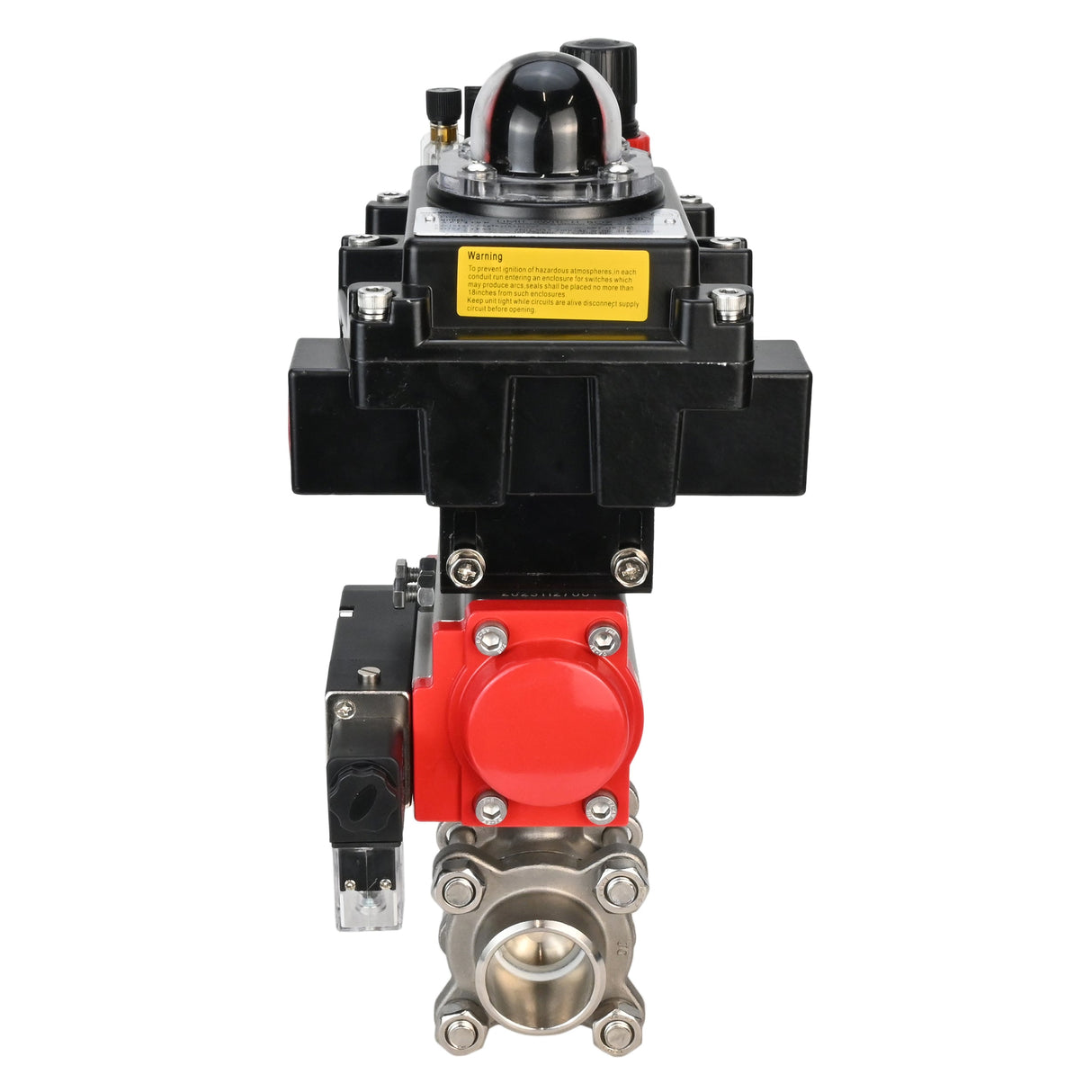 Kugelhahn aus Edelstahl Elephant BVPP 316.200-ISO PSI914 SS316 Vollport, zum Schweißen, Gehäusematerial - Edelstahl, pneumatischer Antrieb Elephant DA, pneumatischer Verteiler 4M310-08 24 V, Endschalterblock APL-410N EX, Luftaufbereitungseinheit AFC2000