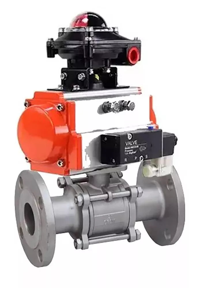 Ball valves Elephant BV3232P(2pc)-FP-F-ISO-H DN15-150 flanged, full bore, two-piece, body - stainless steel SS316, seal - PTFE, with pneumatic actuator Elephant PA-SA 052-210 pneumatic distributor 4M310- 08 220V BKV APL-510N-EX