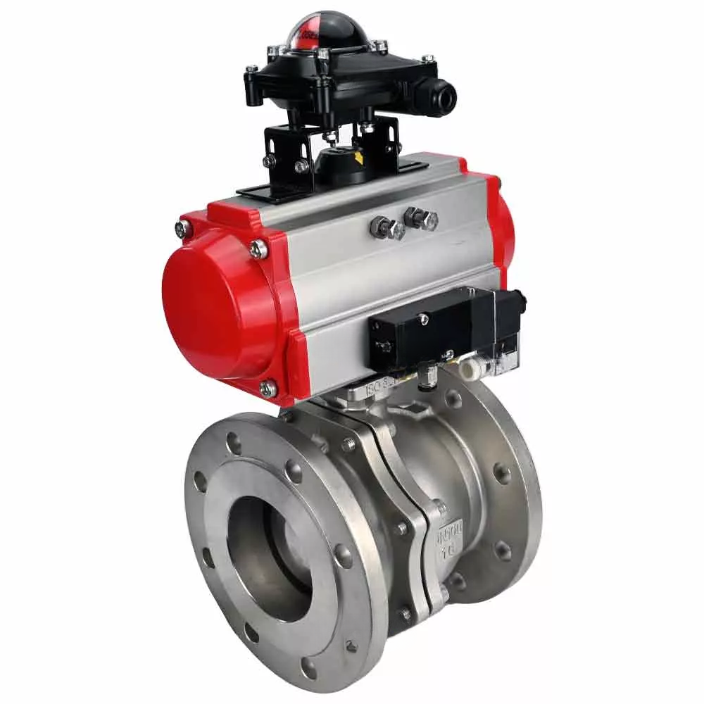 Ball valves Elephant BV3232P(2pc)-FP-F-ISO-R DN200-300 16 bar full bore flanged, body - stainless steel 316, with double-acting PA-DA pneumatic actuator, pneumatic distributor 4M310-08 220V and BKV APL-410N EX