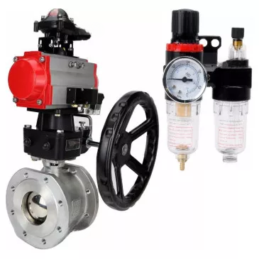 Ball valves Elephant BV3232P(2pc)-FP-F-ISO-R DN200-250 16 bar full bore flanged, body - stainless steel 316, with double-acting PA-DA pneumatic actuator, pneumatic distributor 4M310-08 24V, BKV APL-410N EX, gearbox MON-ISO and BPV AFC2000