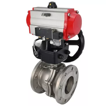 Ball valves Elephant BV3232P(2pc)-FP-F-ISO-R DN200-250 16 bar full bore flanged, body - stainless steel 316, with double-acting PA-DA pneumatic actuator and MON-ISO reducer