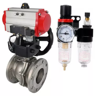 Ball valves Elephant BV3232P(2pc)-FP-F-ISO-R DN200-250 16 bar full bore flanged, body - stainless steel 316, with double-acting PA-DA pneumatic actuator, pneumatic distributor 4V320-10 220V, MON-ISO reducer and BPV AFC2000