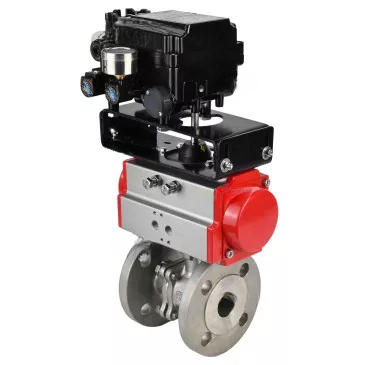 Ball valves Elephant BV3232P(2pc)-FP-F-ISO-R DN200-300 16 bar full bore flanged, body - stainless steel 316, with double-acting PA-DA pneumatic actuator and YT-1000RSN pneumatic positioner