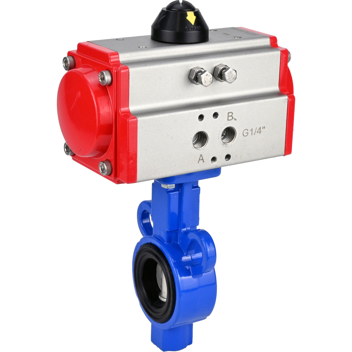 Wasser-Schmetterlingsventil Elephant al-316l-epdm-elephant-sa, Gehäusematerial - Aluminiumlegierung, Scheibenmaterial - Edelstahl AISI 316L, Dichtung - EPDM, pneumatisch betätigt