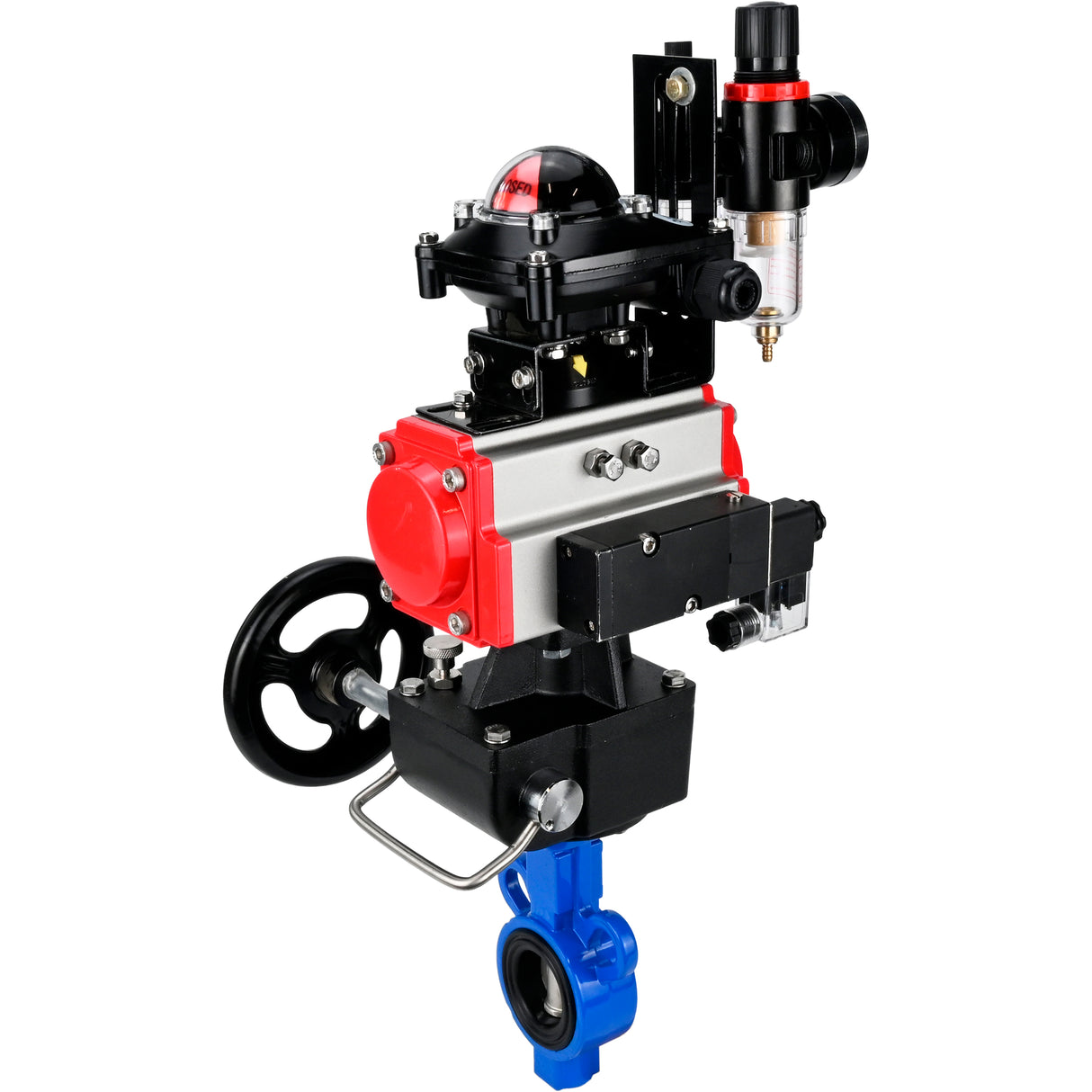 Wasser-Schmetterlingsventil Elephant al-316l-epdm-elephant-da-4m310-24-apl210n-hdm-afc2000, Gehäusematerial - Aluminiumlegierung, Scheibenmaterial - Edelstahl AISI 316L, Dichtung - EPDM, pneumatisch betätigt