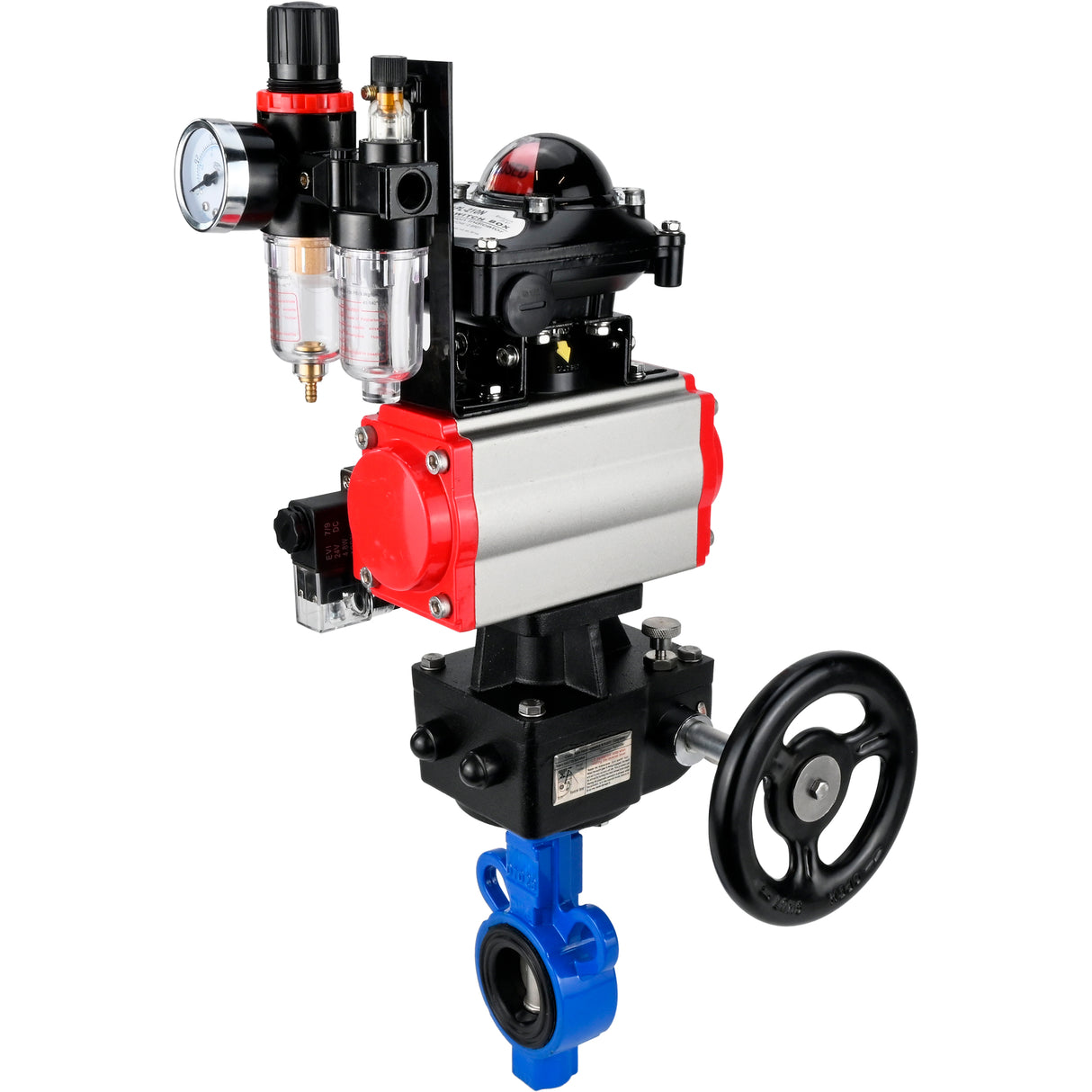 Wasser-Schmetterlingsventil Elephant al-316l-epdm-elephant-da-4m310-24-apl210n-hdm-afc2000, Gehäusematerial - Aluminiumlegierung, Scheibenmaterial - Edelstahl AISI 316L, Dichtung - EPDM, pneumatisch betätigt