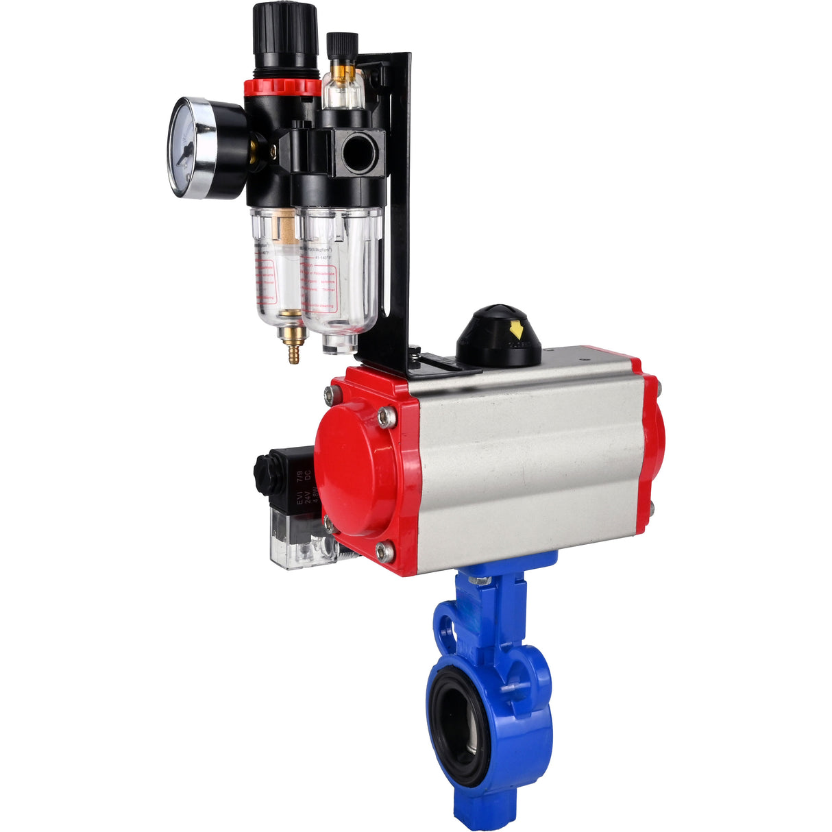 Wasser-Schmetterlingsventil Elephant al-316l-epdm-elephant-da-4m310-24-afc2000, Gehäusematerial - Aluminiumlegierung, Scheibenmaterial - Edelstahl AISI 316L, Dichtung - EPDM, pneumatisch betätigt