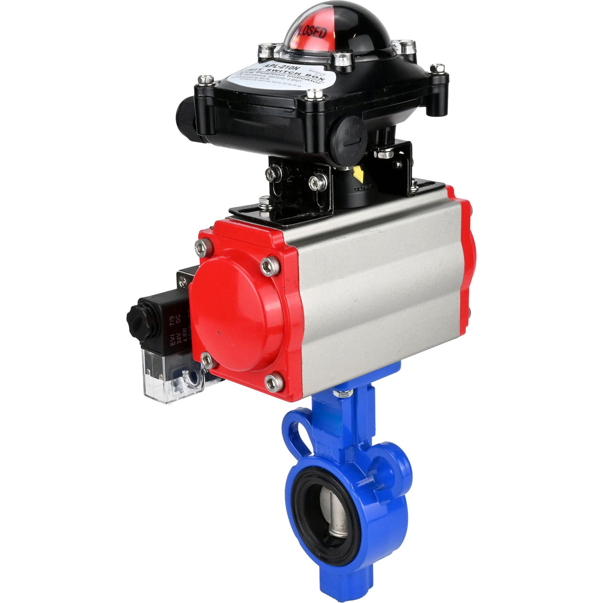 Wasser-Schmetterlingsventil Elephant al-316l-epdm-elephant-sa-4m310-110/220-apl210n, Gehäusematerial - Aluminiumlegierung, Scheibenmaterial - Edelstahl AISI 316L, Dichtung - EPDM, pneumatisch betätigt