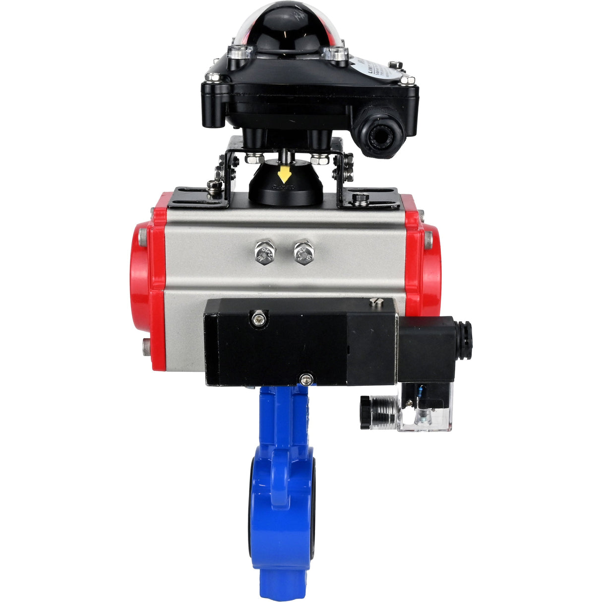 Wasser-Schmetterlingsventil Elephant al-316l-epdm-elephant-sa-4m310-24-apl210n, Gehäusematerial - Aluminiumlegierung, Scheibenmaterial - Edelstahl AISI 316L, Dichtung - EPDM, pneumatisch betätigt