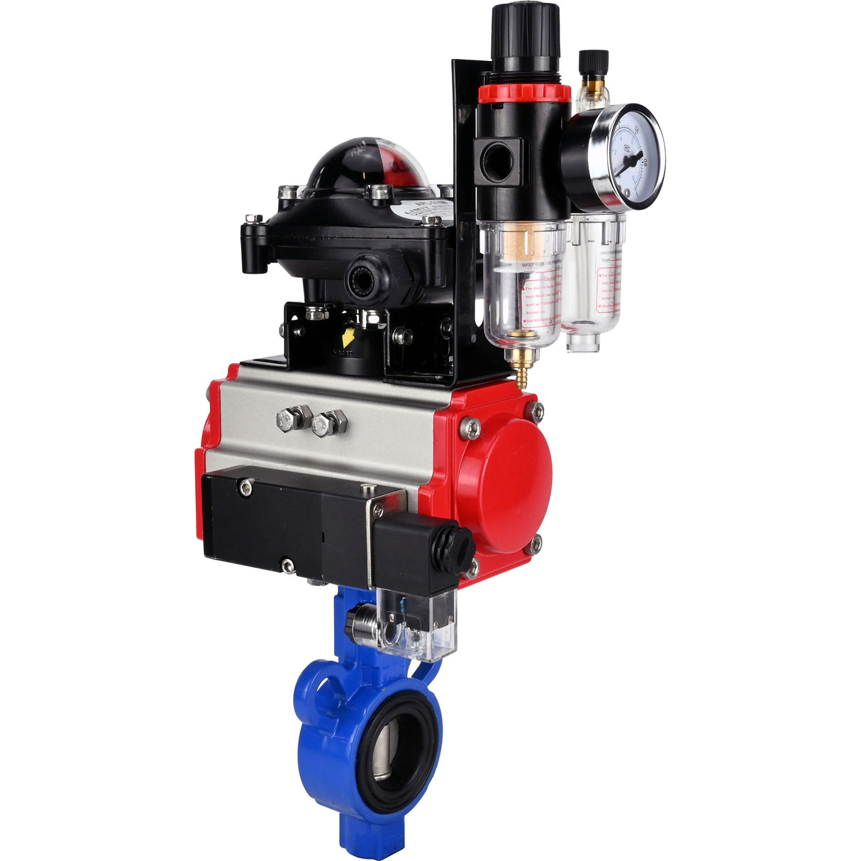 Wasser-Schmetterlingsventil Elephant al-316l-epdm-elephant-da-4m310-110/220-apl210n-afc2000, Gehäusematerial - Aluminiumlegierung, Scheibenmaterial - Edelstahl AISI 316L, Dichtung - EPDM, pneumatisch betätigt