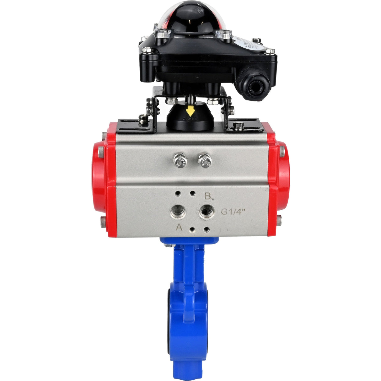 Wasser-Schmetterlingsventil Elephant al-316l-epdm-elephant-da-apl210n, Gehäusematerial - Aluminiumlegierung, Scheibenmaterial - Edelstahl AISI 316L, Dichtung - EPDM, pneumatisch betätigt